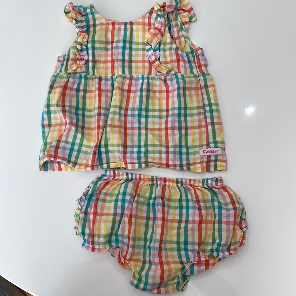Ruffle Butts 2T Colorful Plaid Set